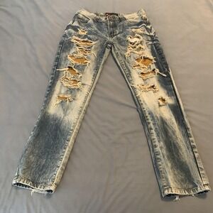 Southpole Jeans Mens 34x32 Blue Acid‎ Wash Relaxed Straight Distressed Pants